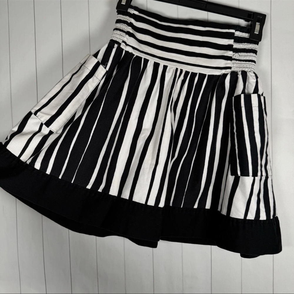Black Striped High Waisted Flare Mini Skirt Y2K Whimsigoth Flirty Punk Pinup M - Picture 2 of 7